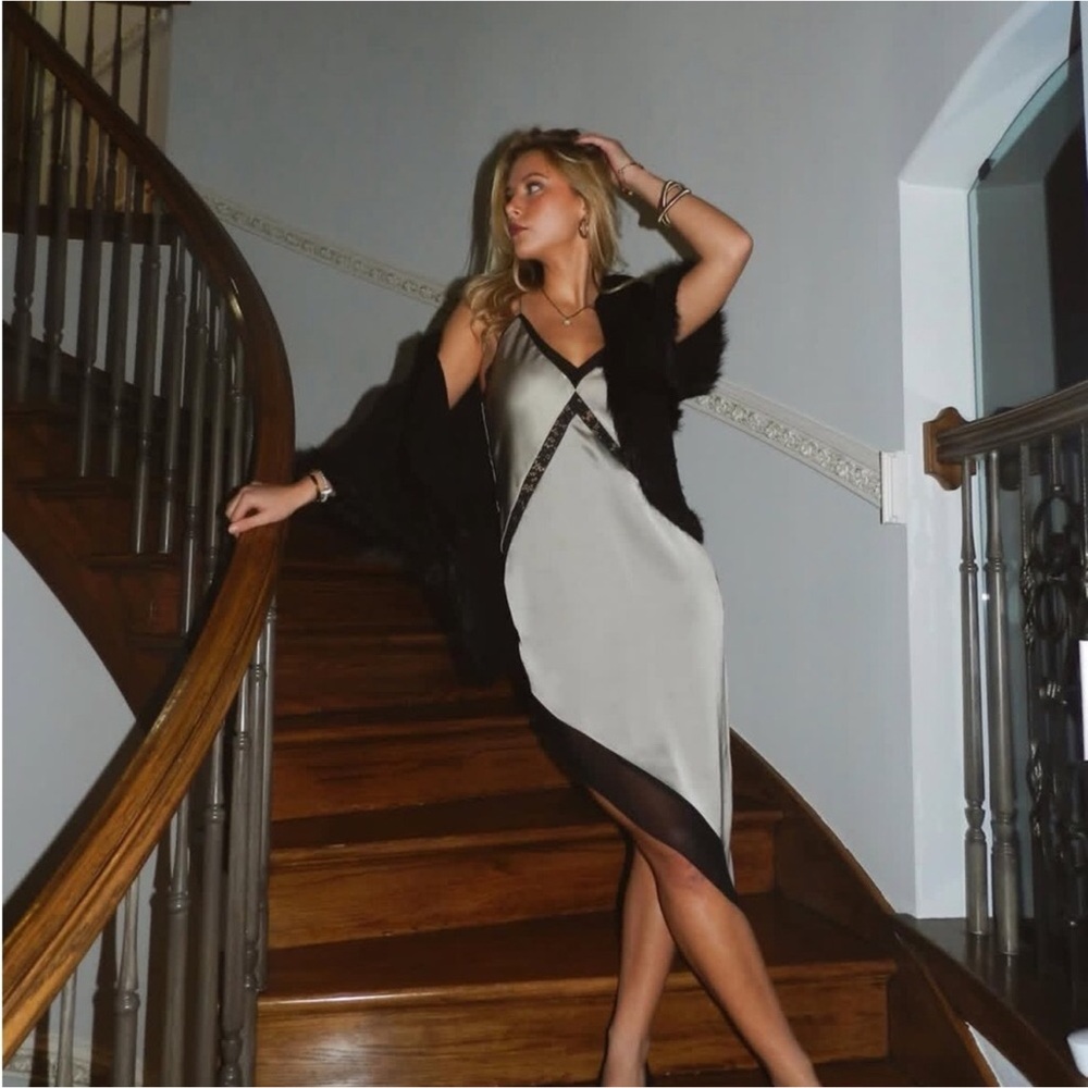 NWT Zara Asymmetric Satin Effect Midi Dress